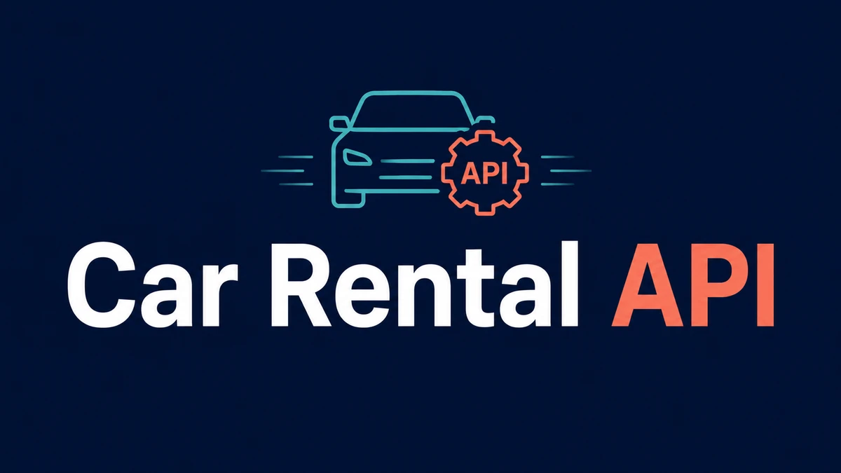 Car rental API banner connecting a travel platform to live vehicles, rates, and bookings