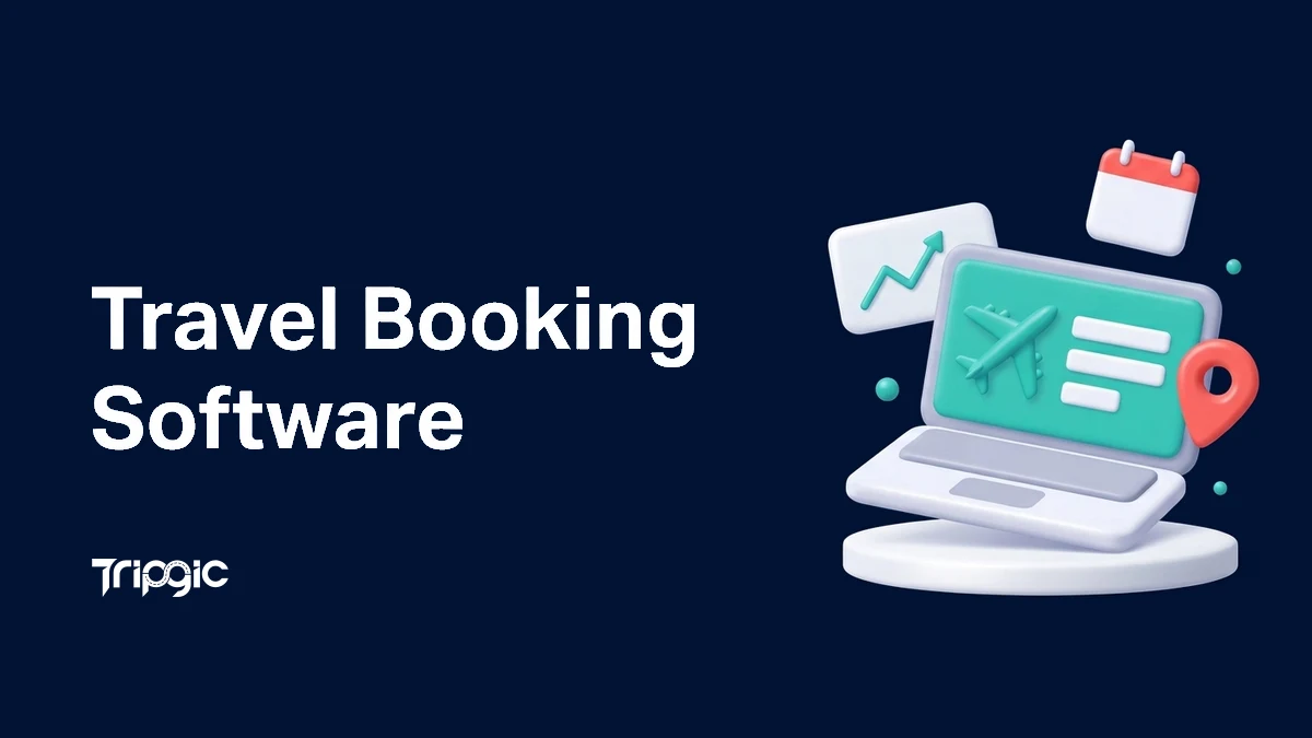Travel booking software showing flight search and hotel search panels connected via an API layer