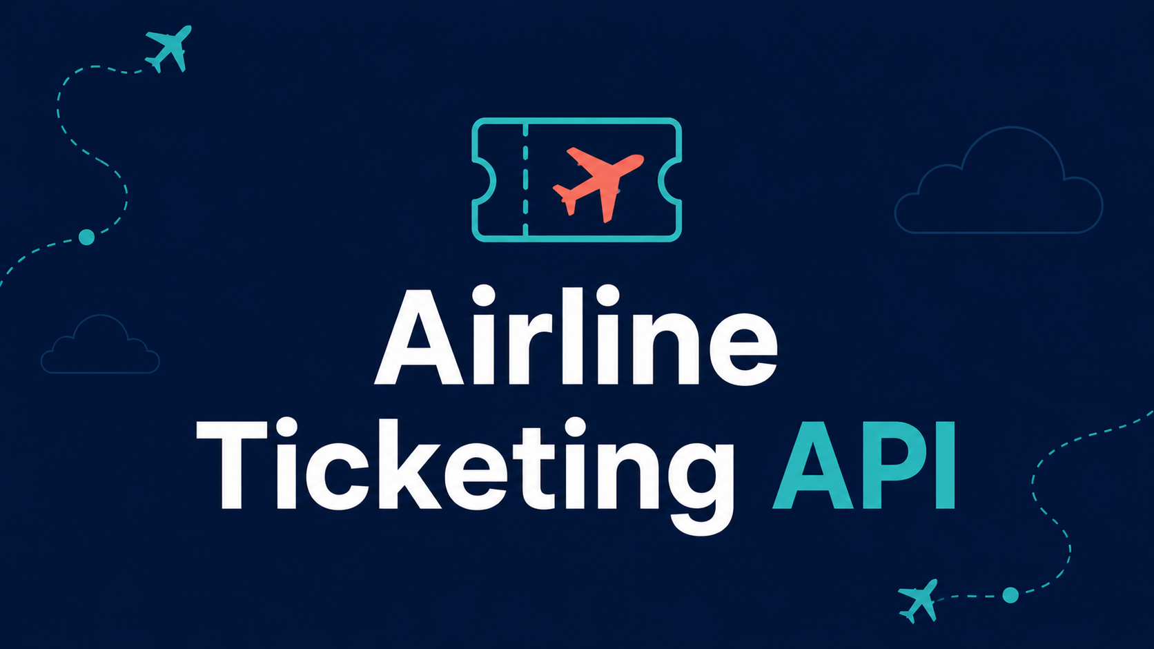Airline ticketing API banner showing a flight booking turned into an issued e-ticket